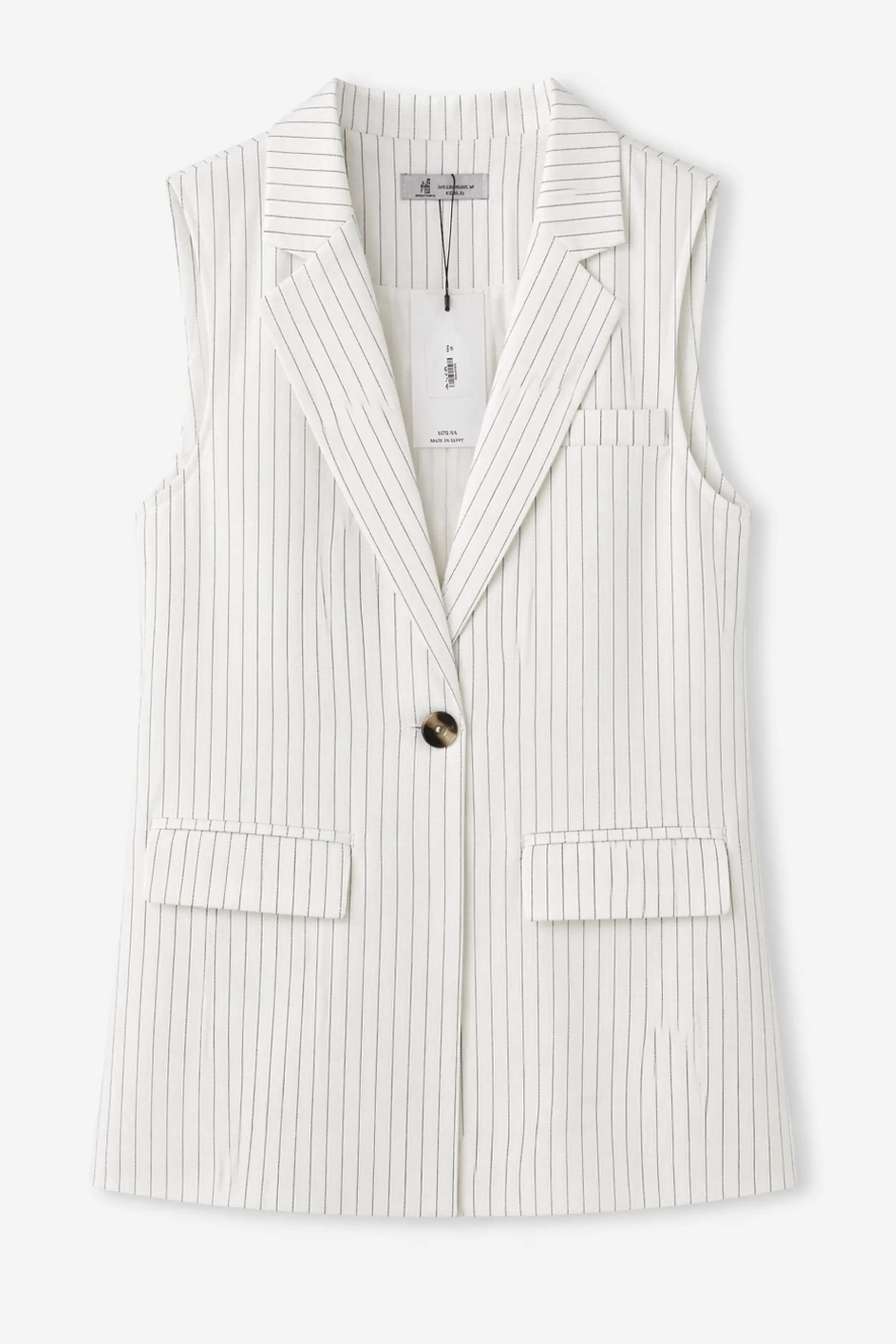 Pinstripe Linen Vest - White - product image